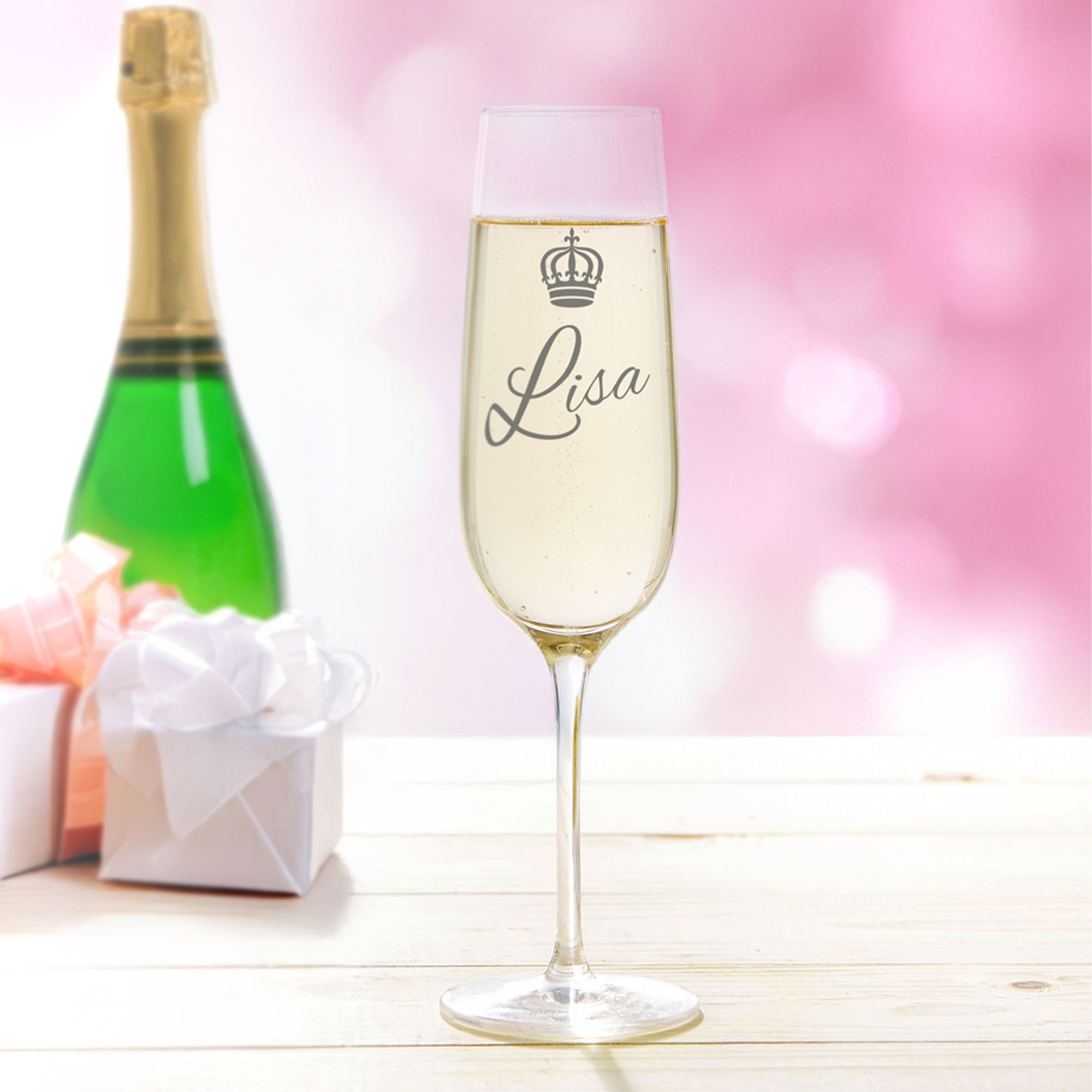 Sektglas mit Gravur - Königin Krone