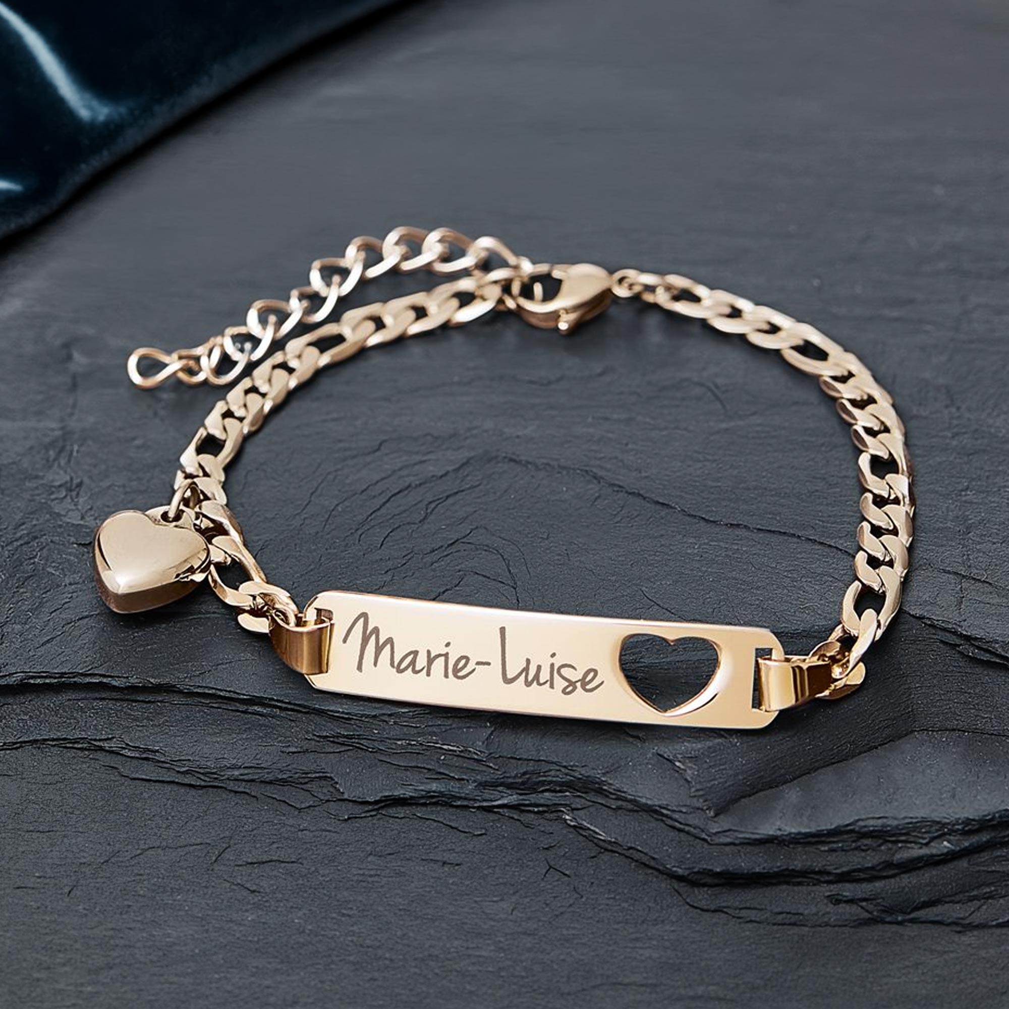 Armband mit Herzstanze Gold - Namensgravur
