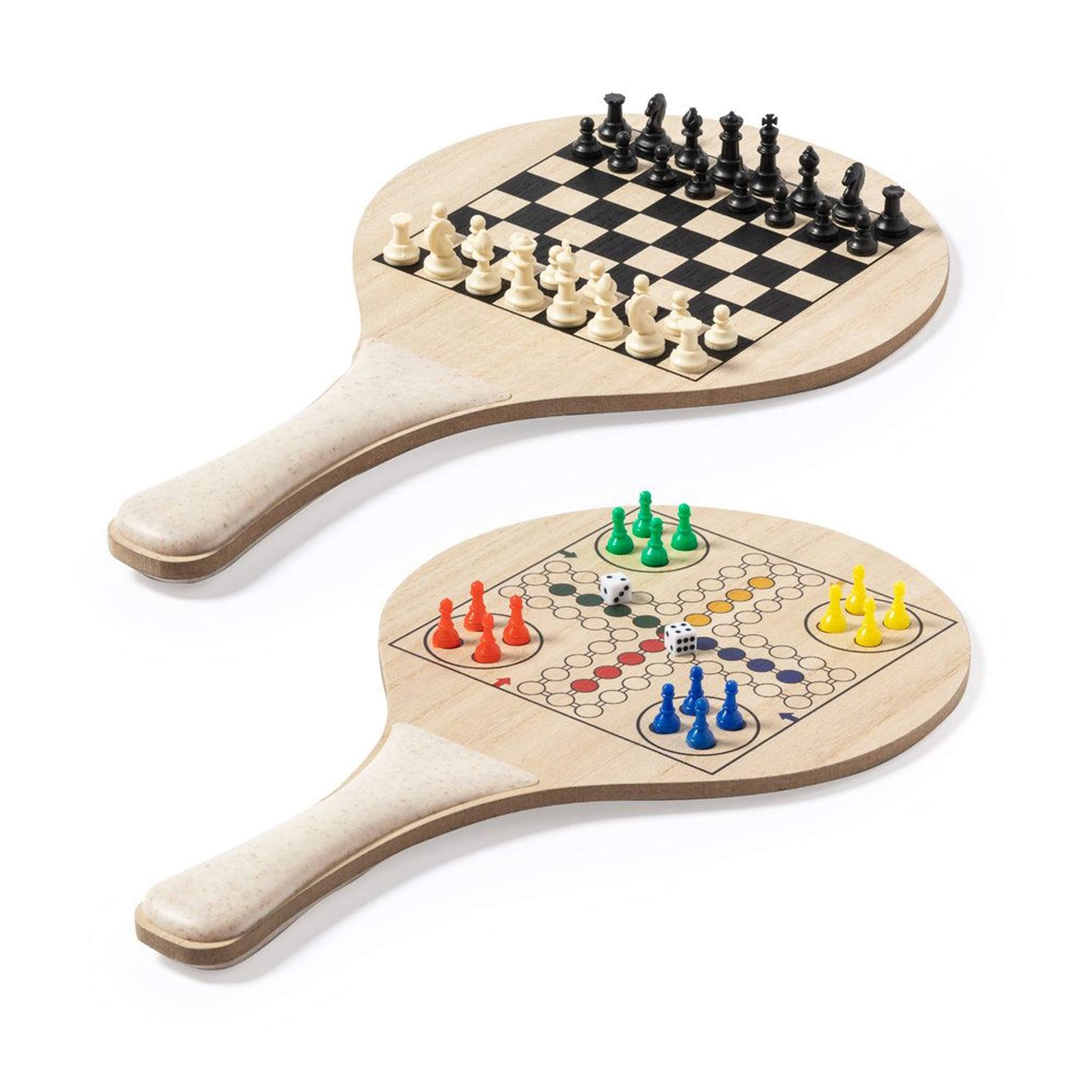 Kompaktes Beachball Set mit 2 Spielen und Baumwollbeutel