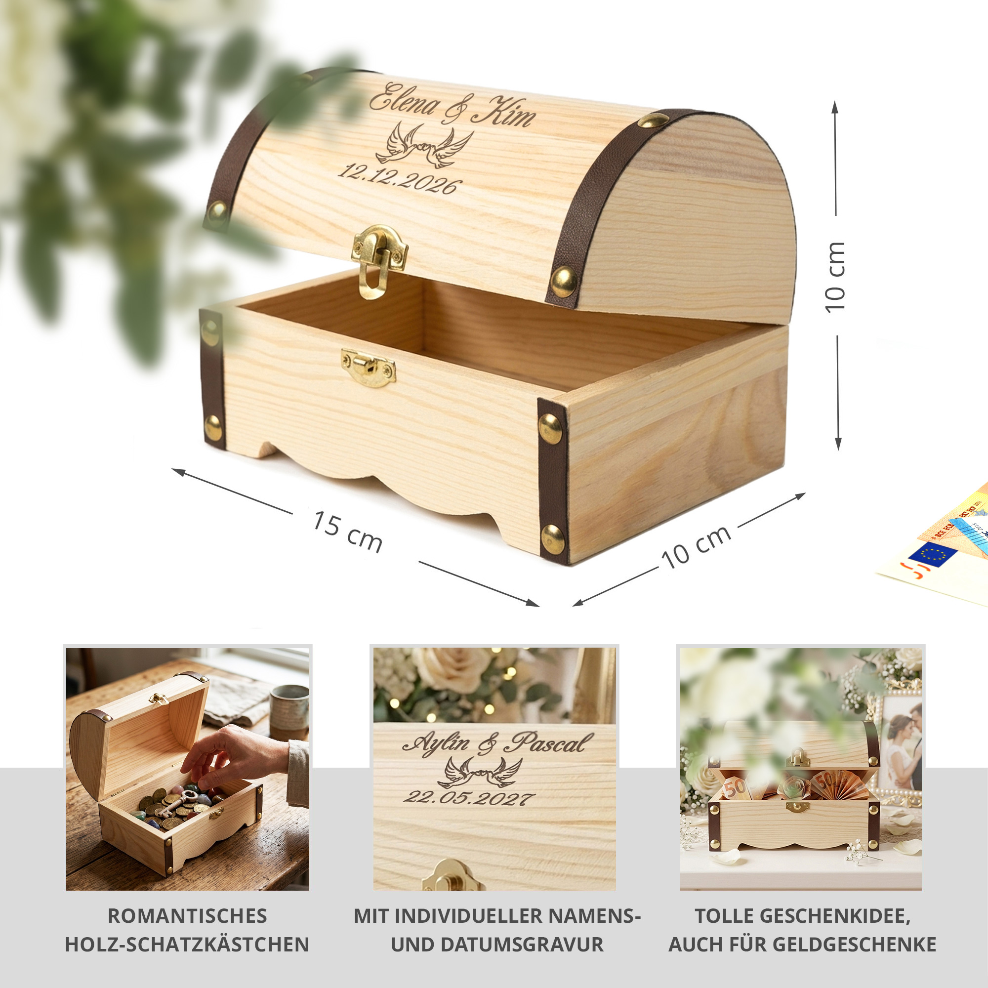 Geld Schatzkiste zur Hochzeit - Liebestauben Geld Schatzkiste zur Hochzeit - Liebestauben