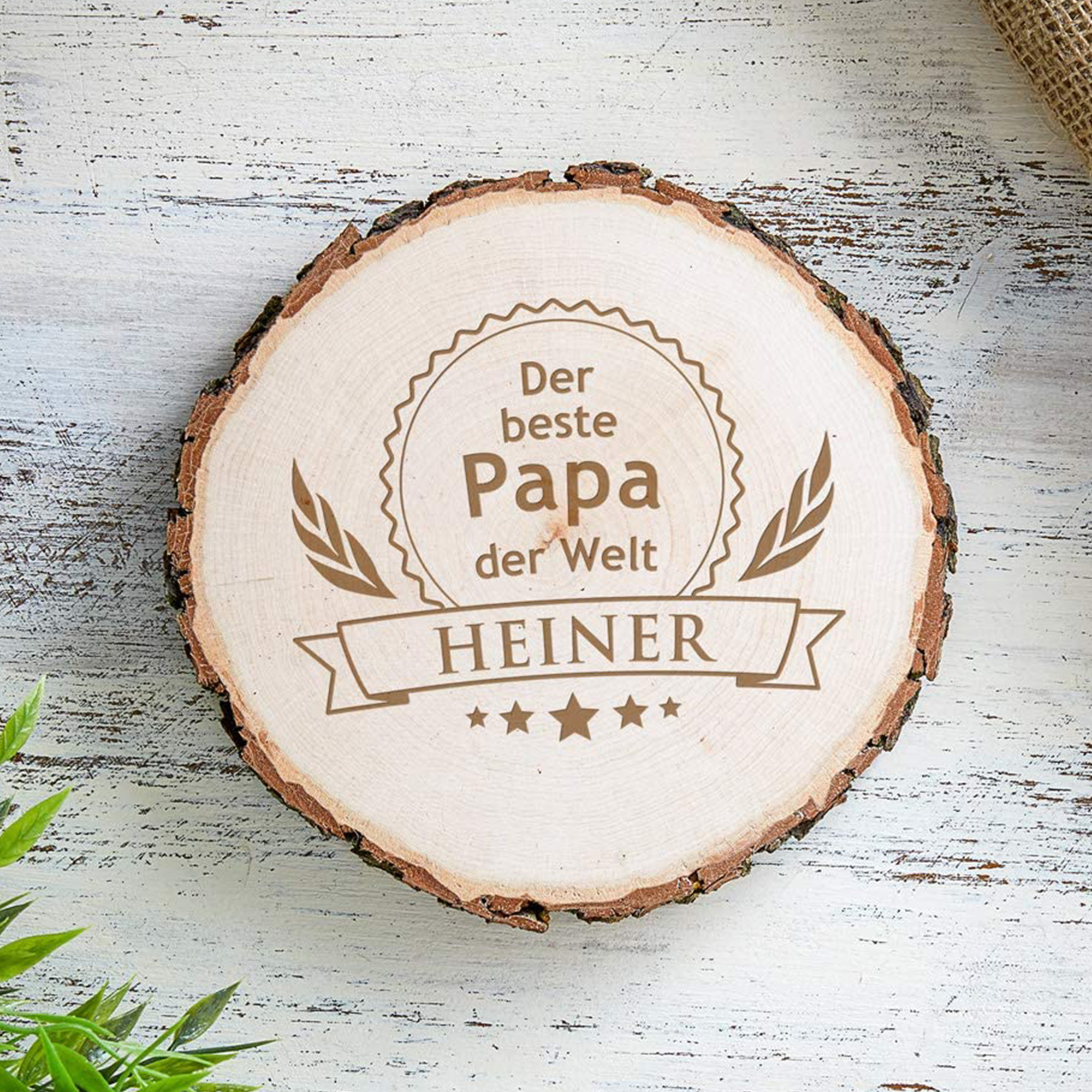 Baumscheibe mit Gravur - Der beste Papa der Welt 2920 - 1