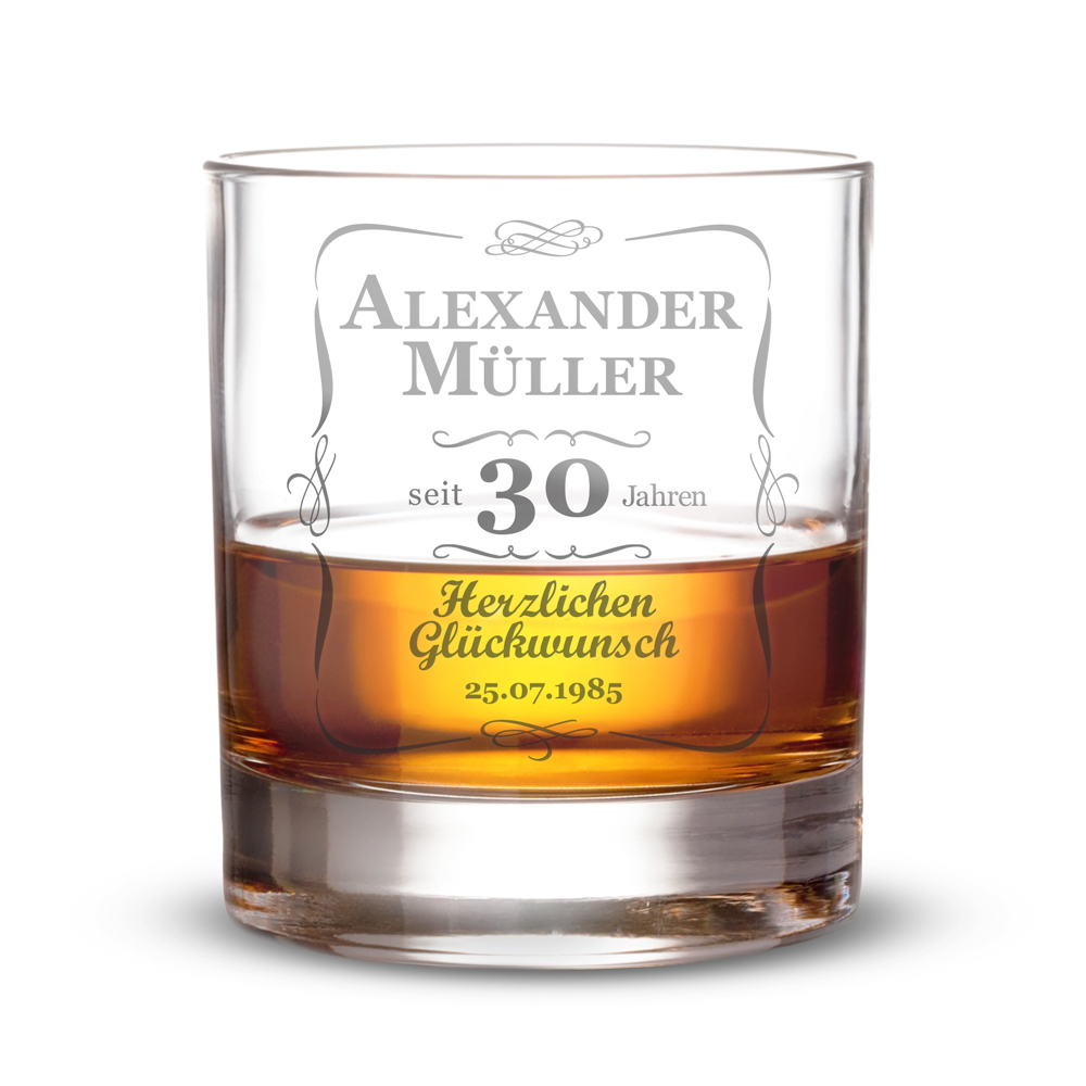 Whiskyglas 30. Geburtstag - klassisch 1467 - 3
