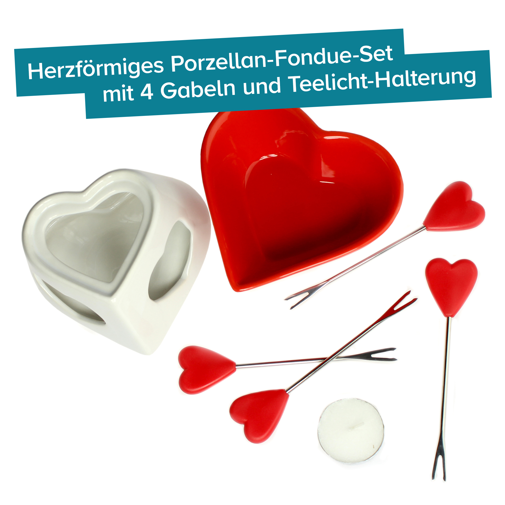 Schokofondue Set in Herzform