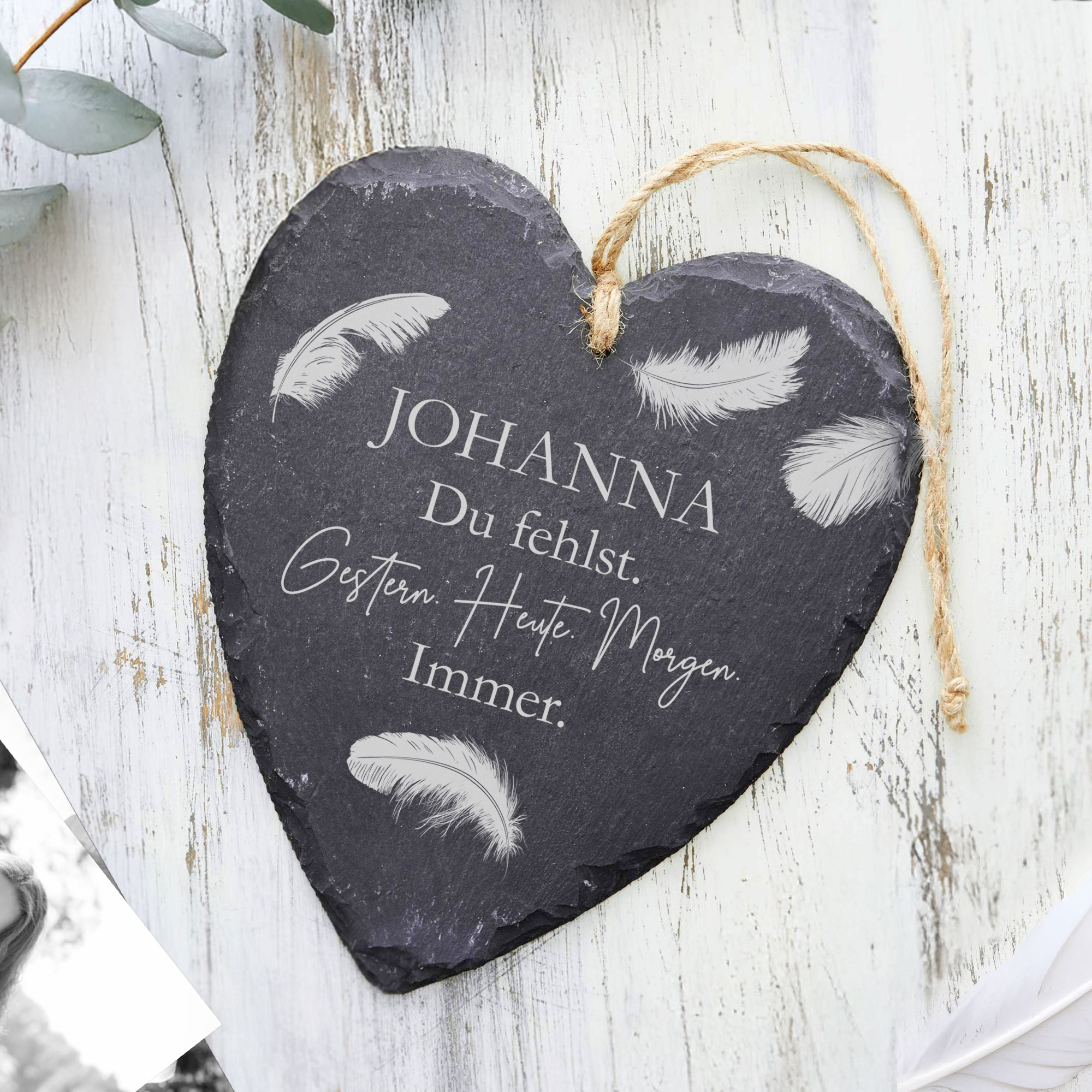 Personalisiertes Schieferherz - Du fehlst