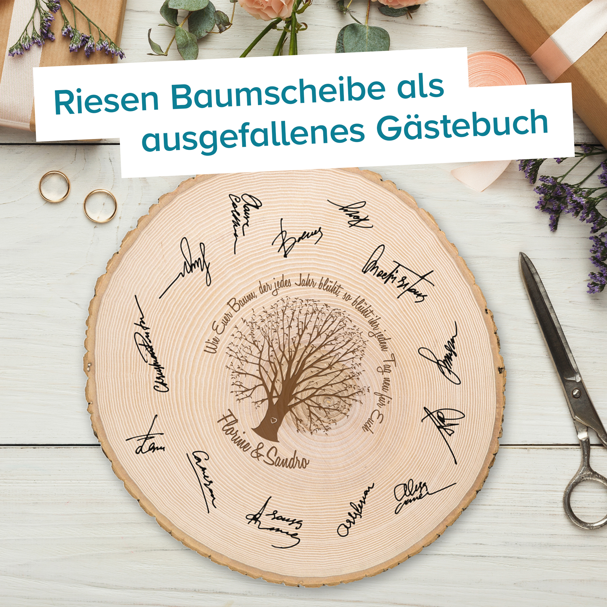 XXL Baumscheibe mit Gravur - Ehebaum