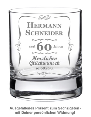 Whiskyglas 60. Geburtstag - klassisch 1480 - 1