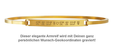 Armreif Gold mit Gravur - Geokoordinaten mit Herz 3546 - 1