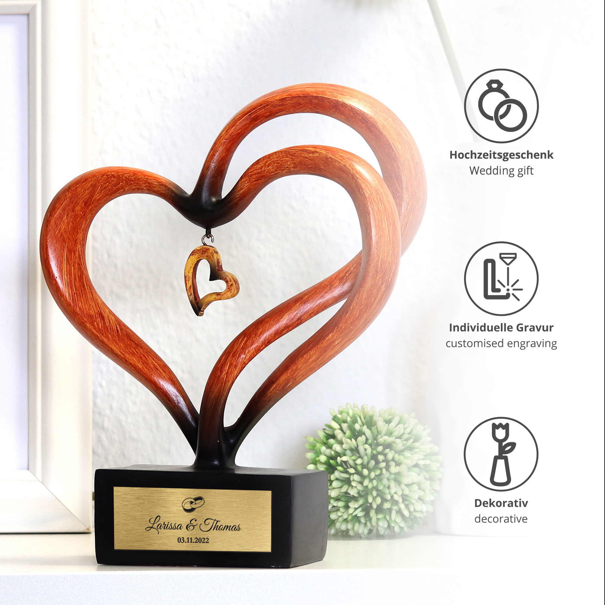 Holz Herz Skulptur - Hochzeit 0021-0008-EU-0001 - 3