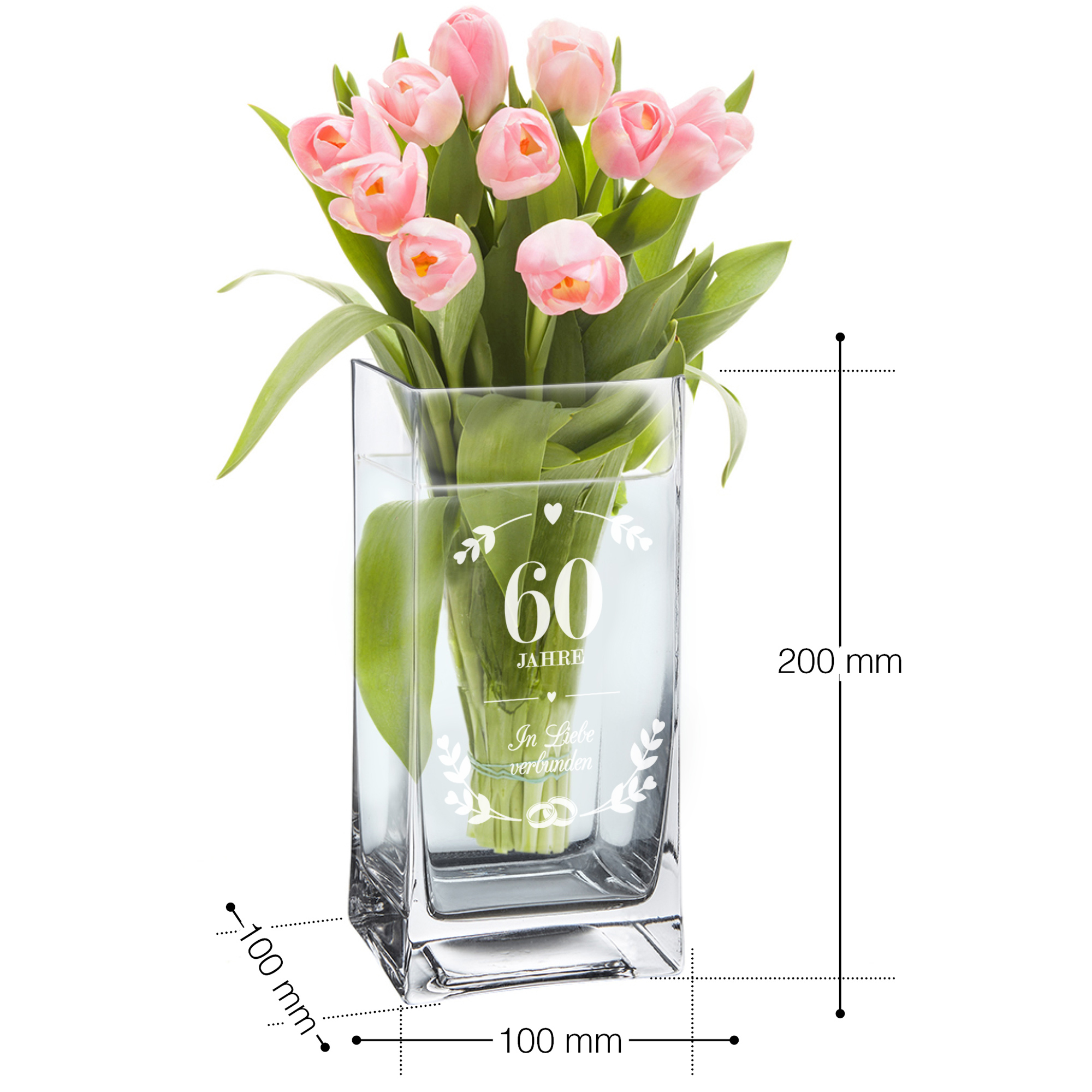 Eckige Vase - Diamanthochzeit 0006-0019-89-AZ - 4