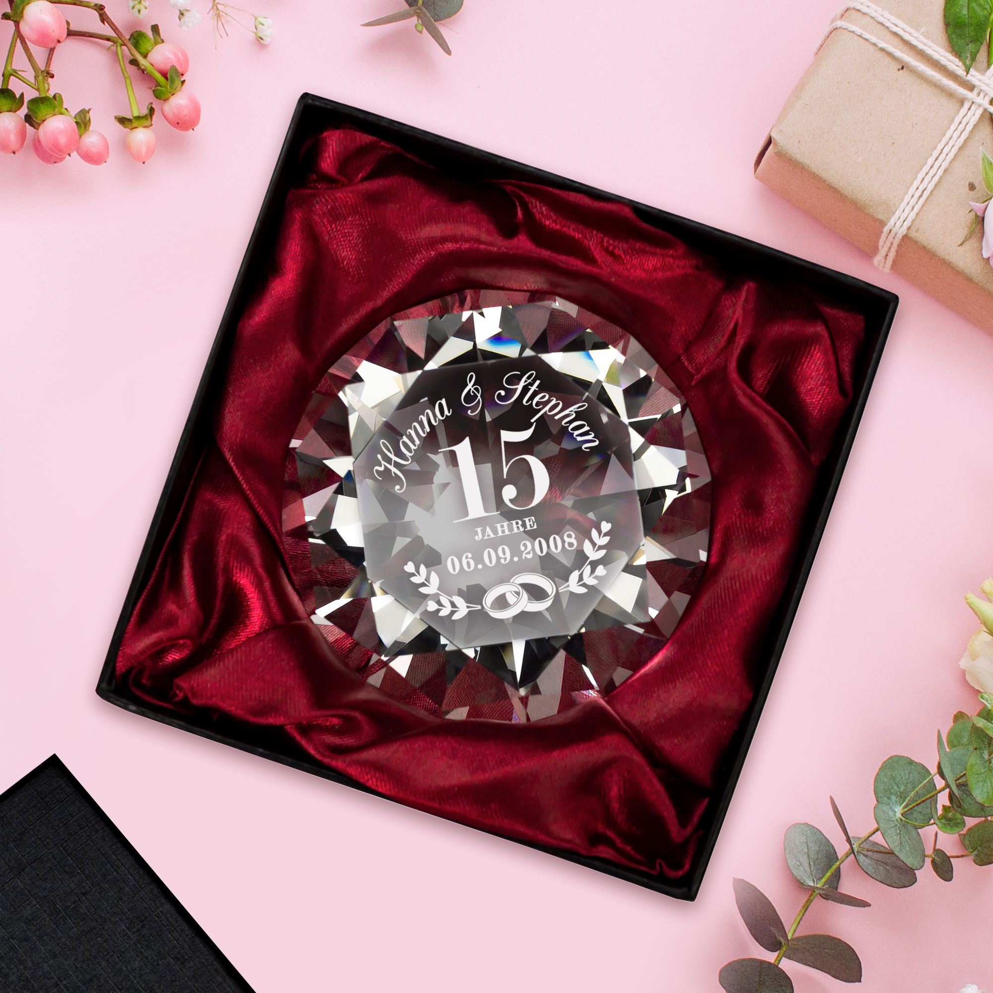 Kristall - Diamant - Kristallhochzeit - Personalisiert