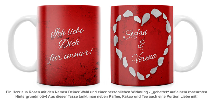 Rosenherz - personalisierte Tasse 1163 - 1