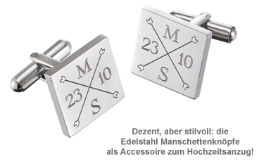 Manschettenknöpfe Silber zur Hochzeit - eckig - Monogramm 3569 - 1