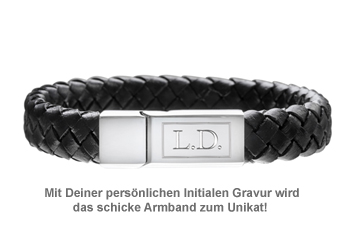 Lederarmband geflochten - Initialen Gravur