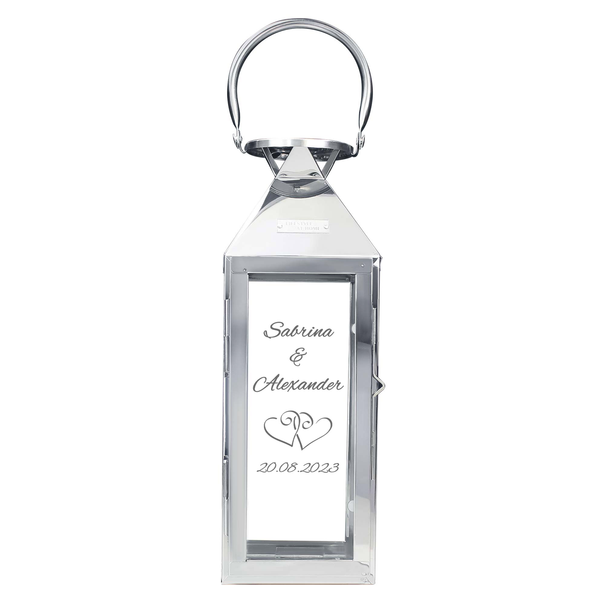 Laterne - Silber - Klein - Hochzeit - Herzen - Personalisiert