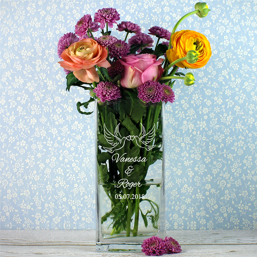 Vase Liebestauben - personalisiert 1391 - 4