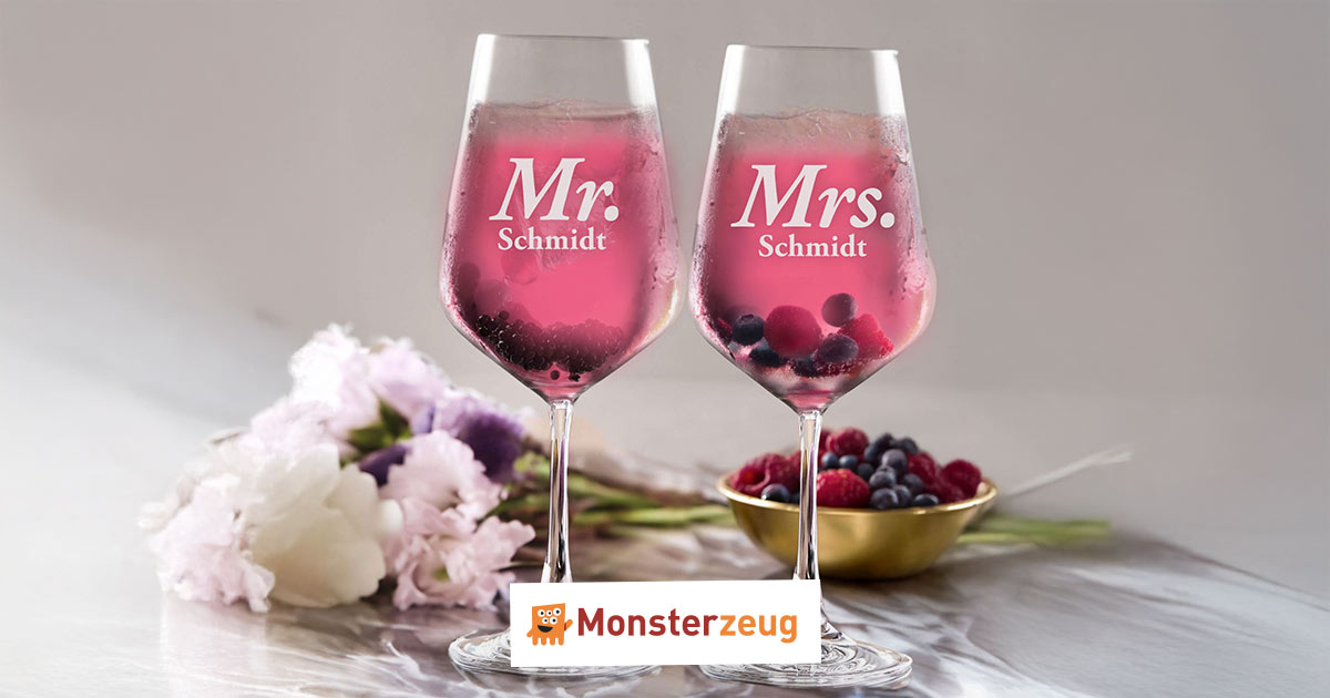 Weingläser - Mr and Mrs - individuell gravierte Gläser