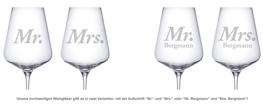 Weingläser - Mr and Mrs 1413 - 1