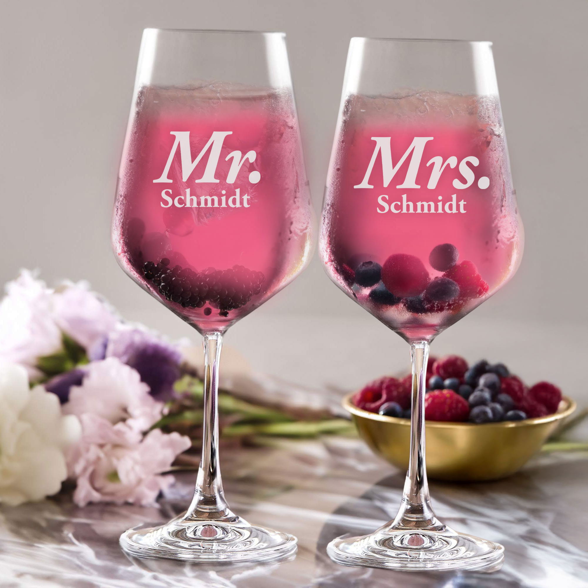 Weingläser - Mr and Mrs