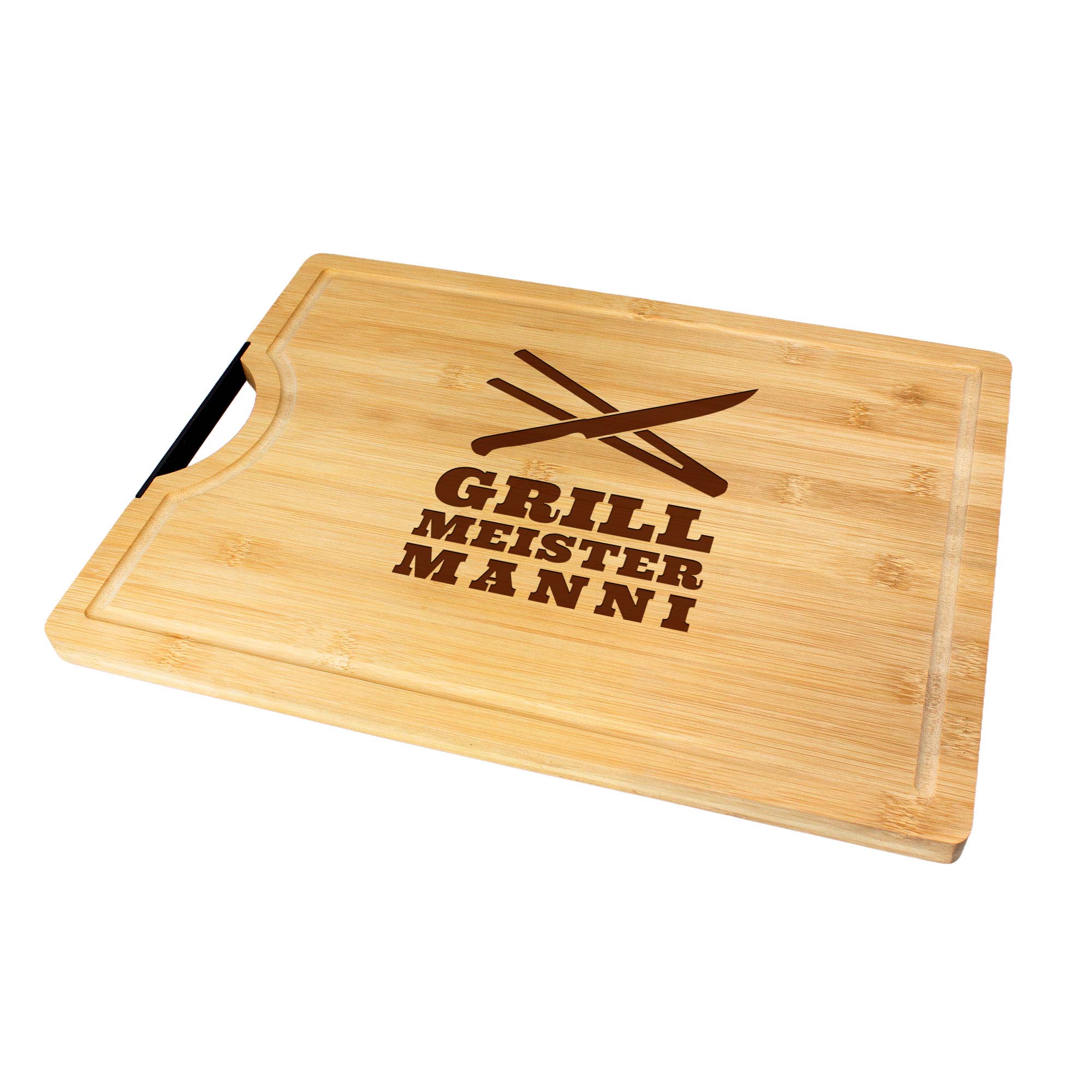 Bambusholz Schneidebrett mit Grillmeister Gravur
