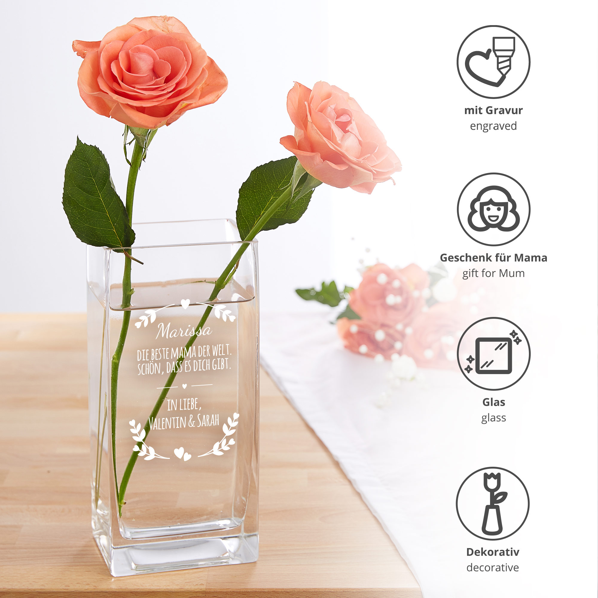 Vase für Mama - personalisiert