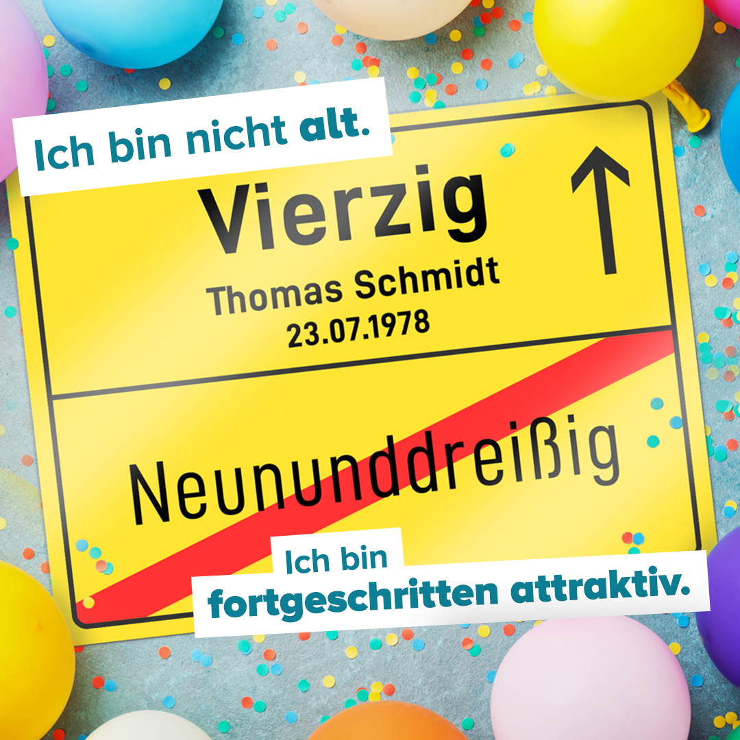 Personalisiertes Ortsschild - 40. Geburtstag 1956 - 1