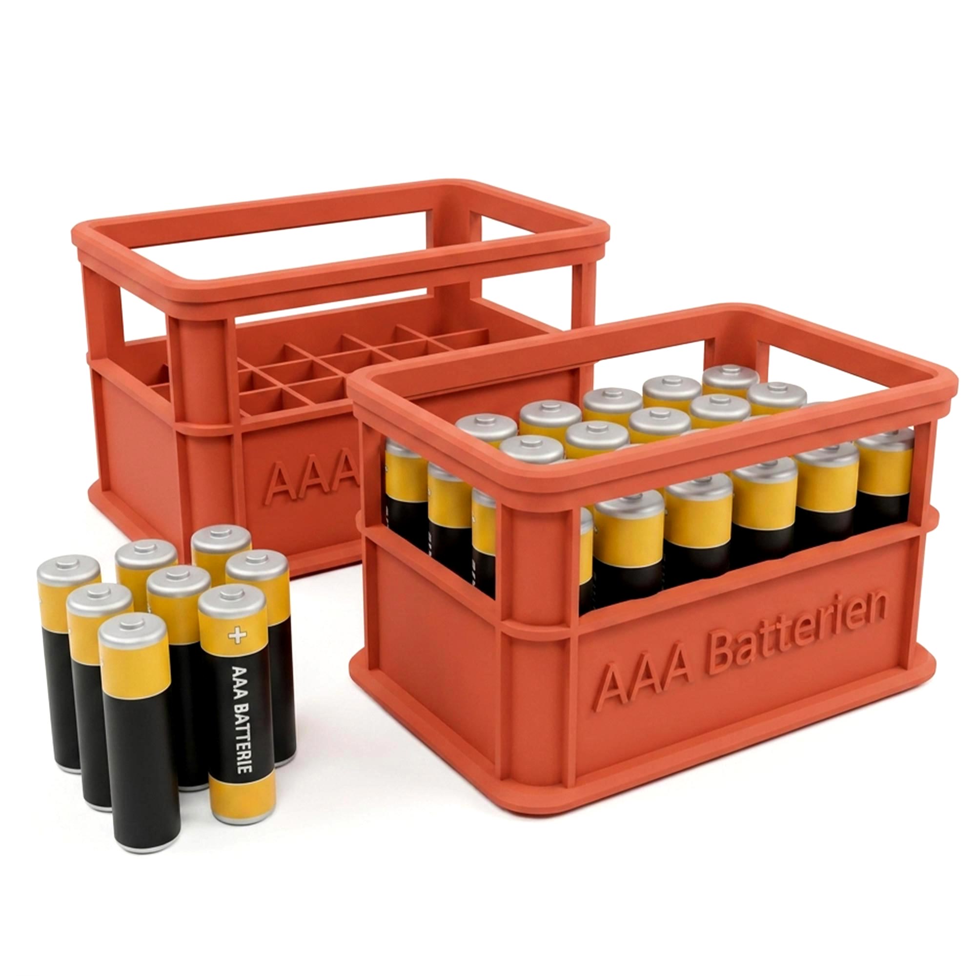 Stapelbare Aufbewahrungsbox für Batterien AAA - 2er Set Bierkasten Rot