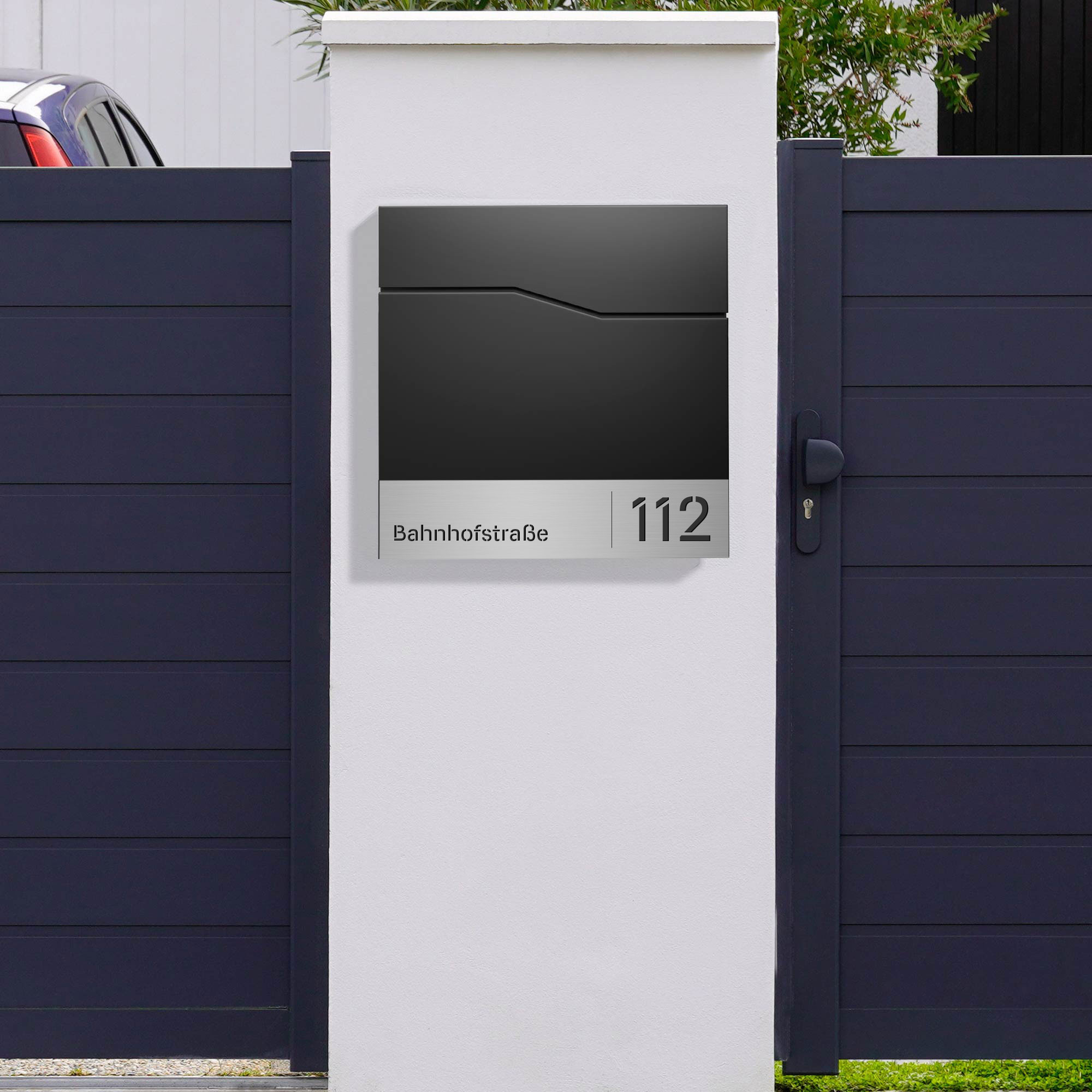 Briefkasten mit Zeitungsfach Schwarz