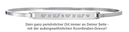 Armreif Silber mit Gravur - Geokoordinaten 3421 - 1