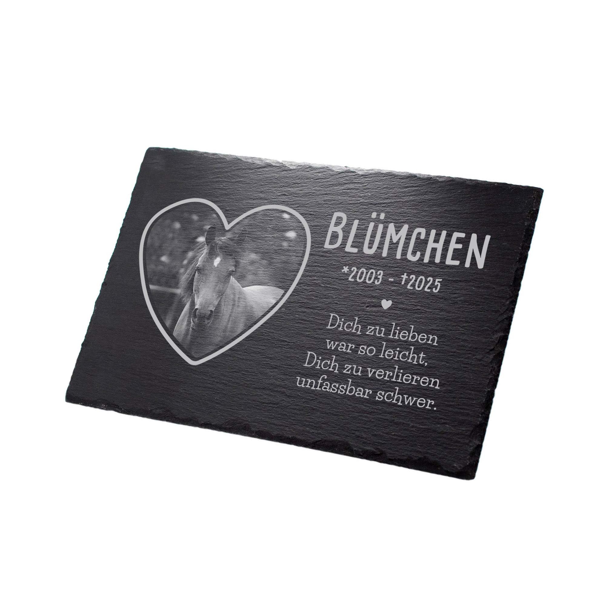 Grabplatte zur Trauer Haustier - Schiefer Gedenktafel mit Foto