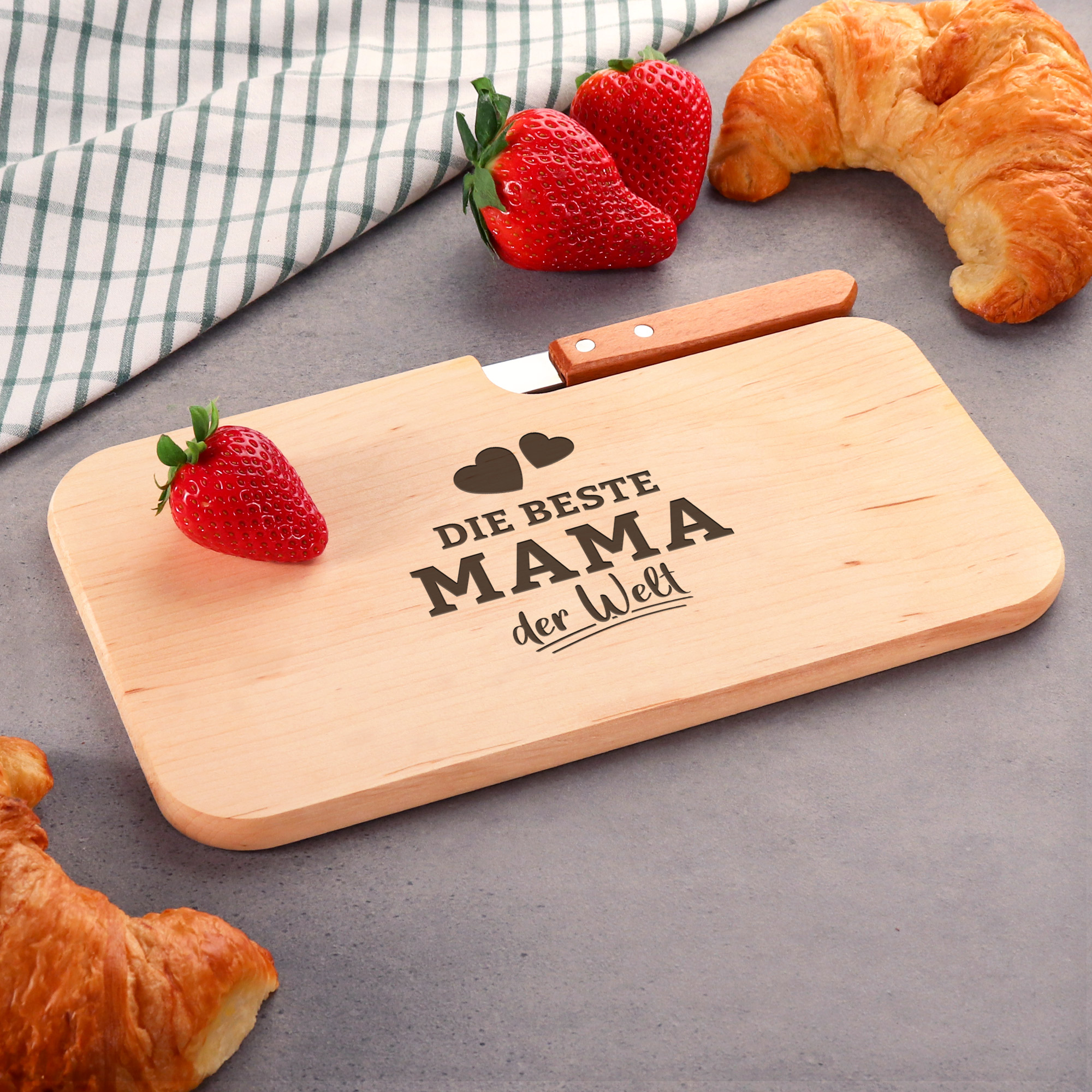 Frühstücksbrett mit Messer - Beste Mama 01-00120-DE-0001