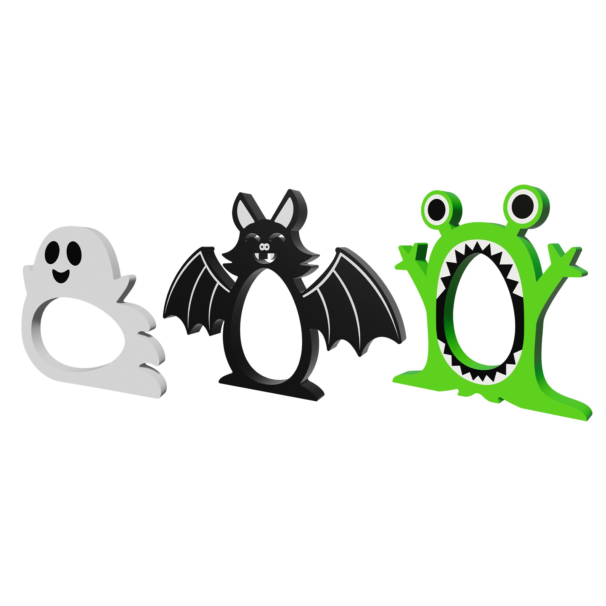 Monster Ü-Ei Halter zu Halloween Bunt - 3er Set Monster Ü-Ei Halter zu Halloween Bunt - 3er Set