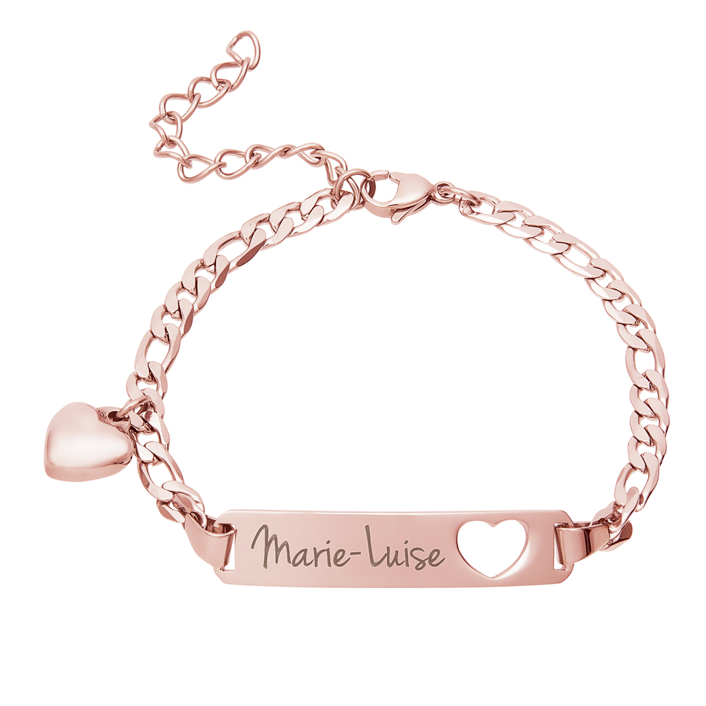 Armband mit Herzstanze Rosegold - Namensgravur 3481 - 1