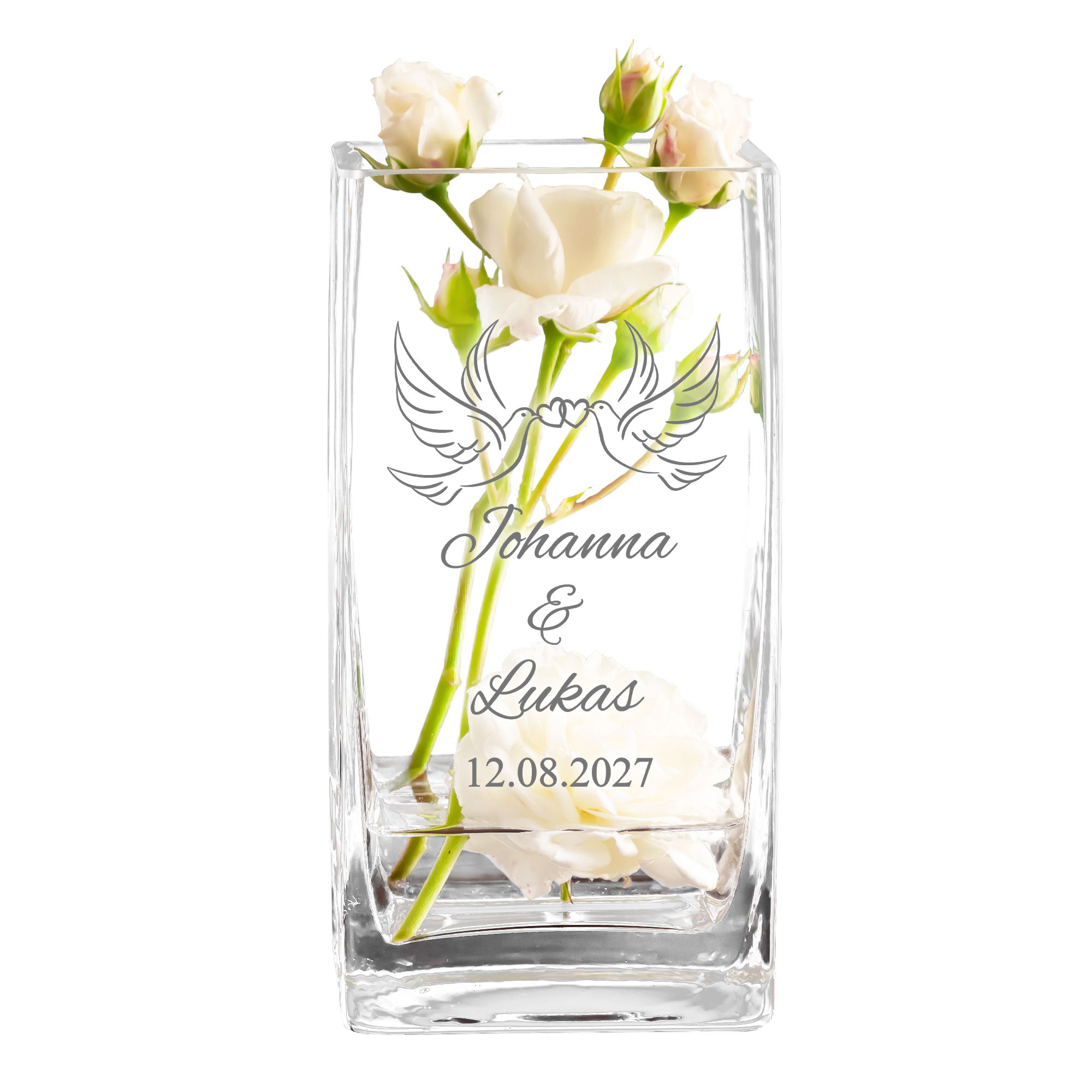 Vase Liebestauben - personalisiert