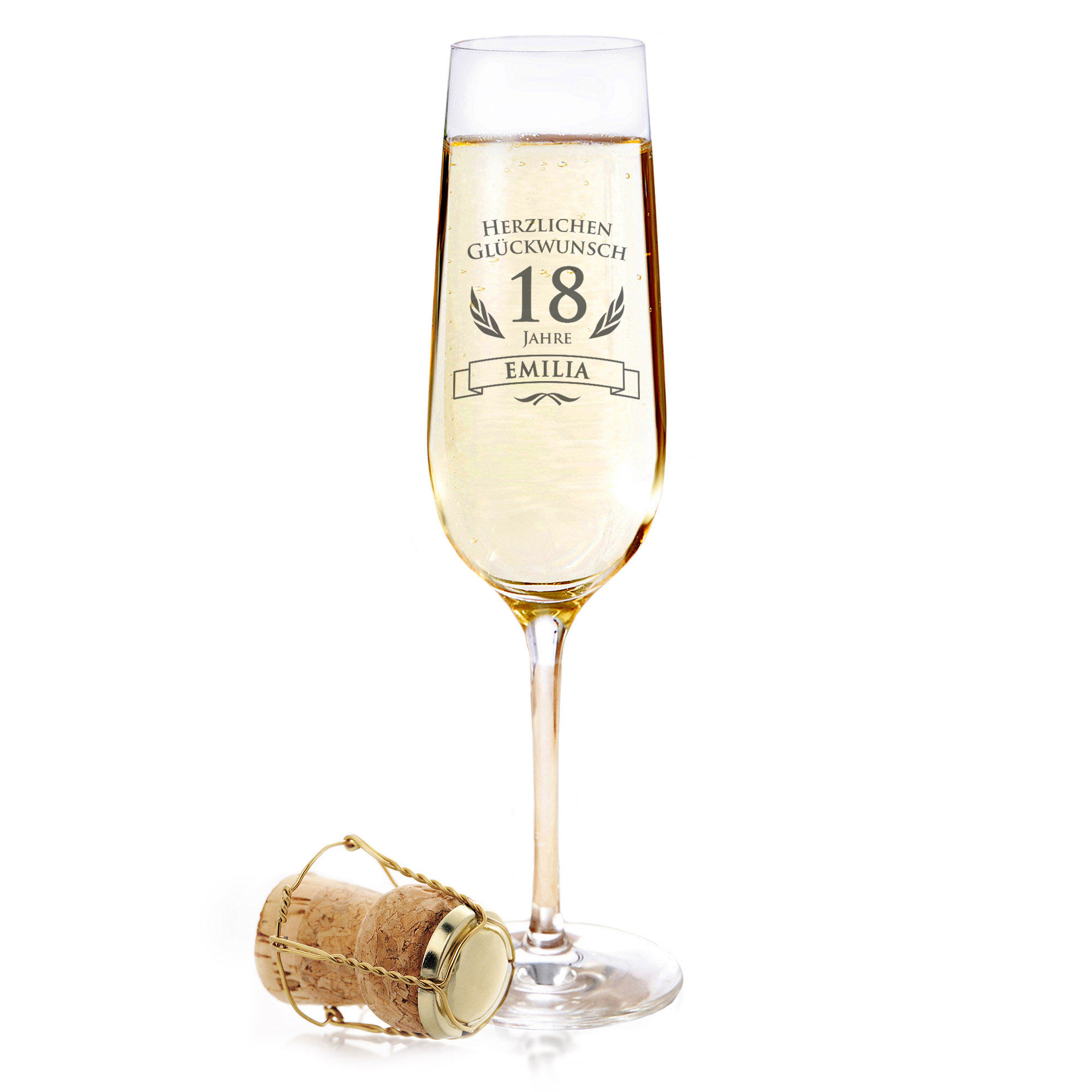 Sektglas zum 18. Geburtstag