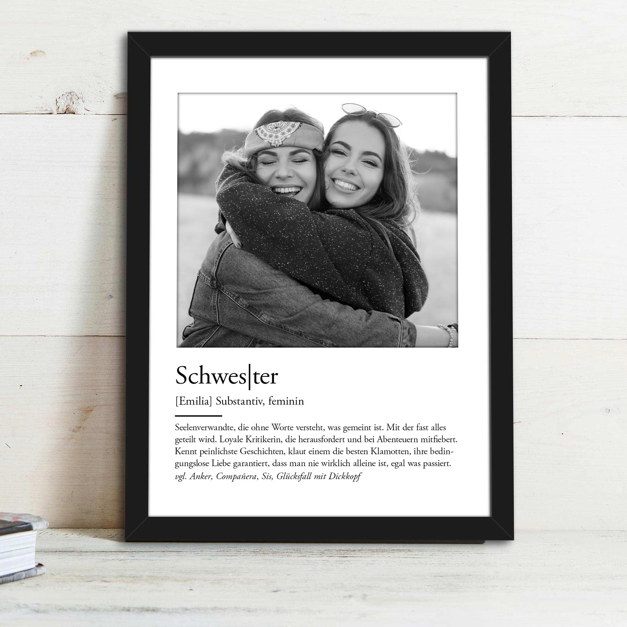 Definition Schwester - personalisiertes Bild mit Foto