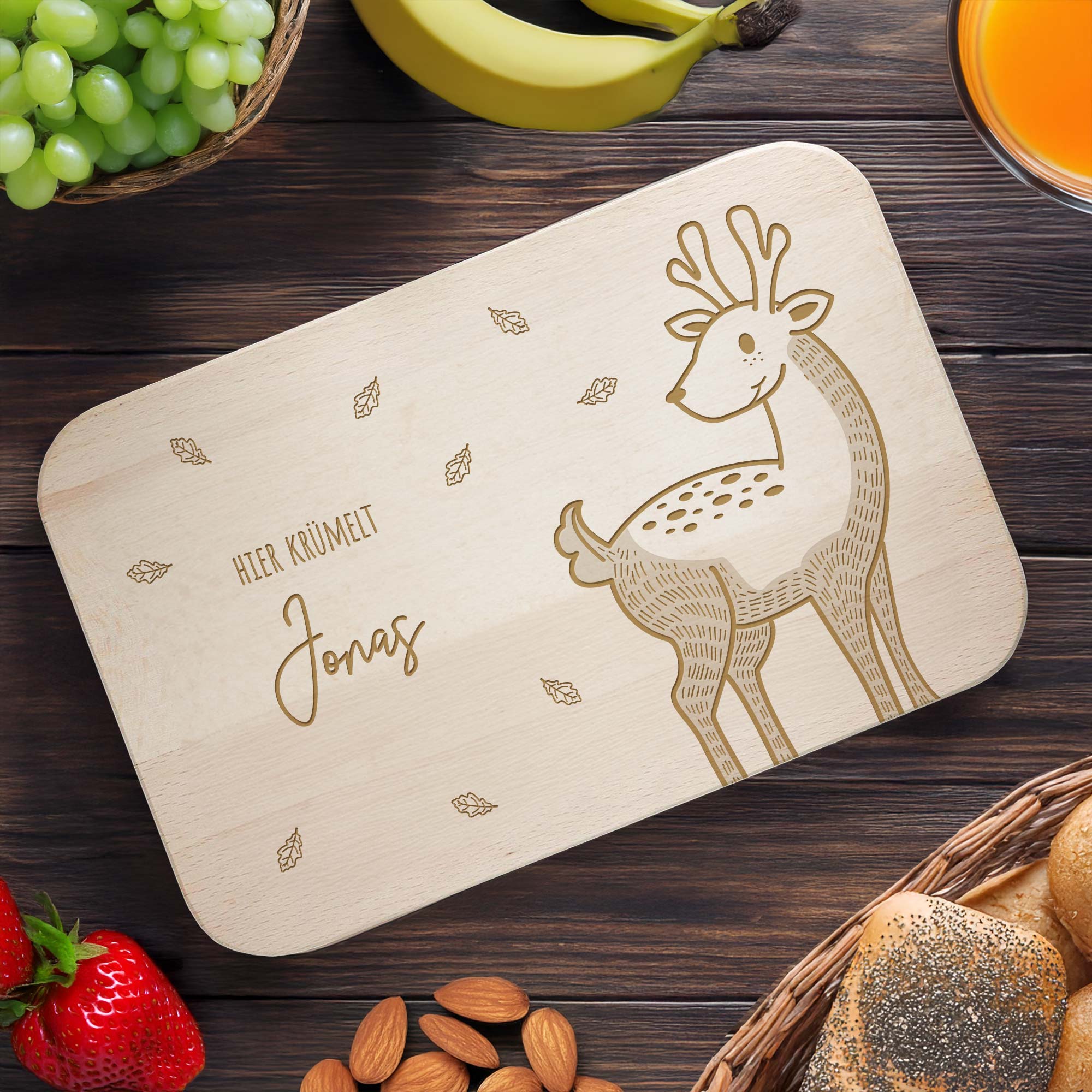 Frühstücksbrettchen mit Gravur - Reh Frühstücksbrettchen mit Gravur - Reh
