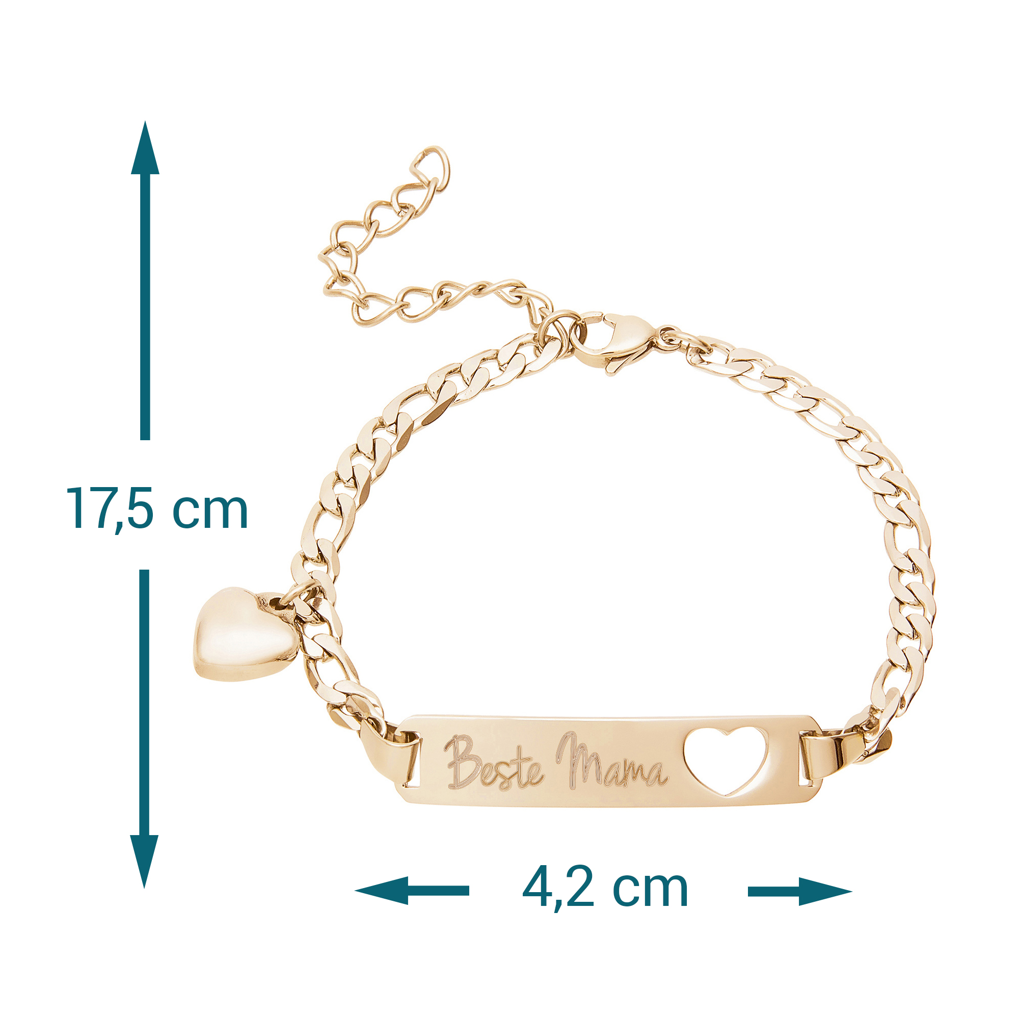 Gold Armband mit Herzstanze - Beste Mama