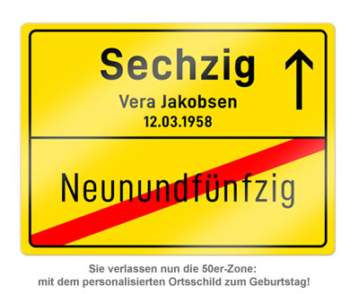 Personalisiertes Ortsschild - 60. Geburtstag 1966 - 1