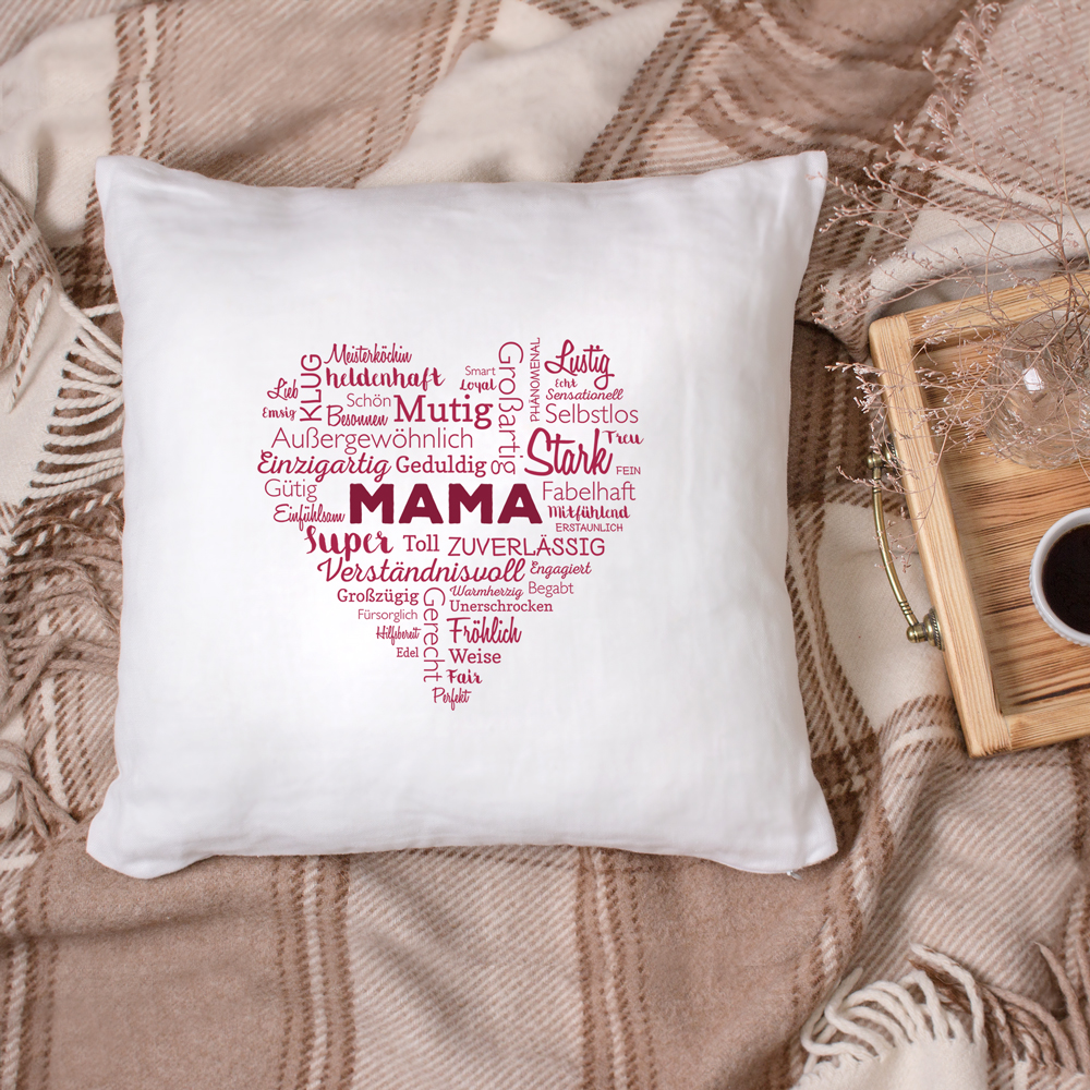 Personalisiertes Kissen für Mama - Herz aus Worten 3487 - 7