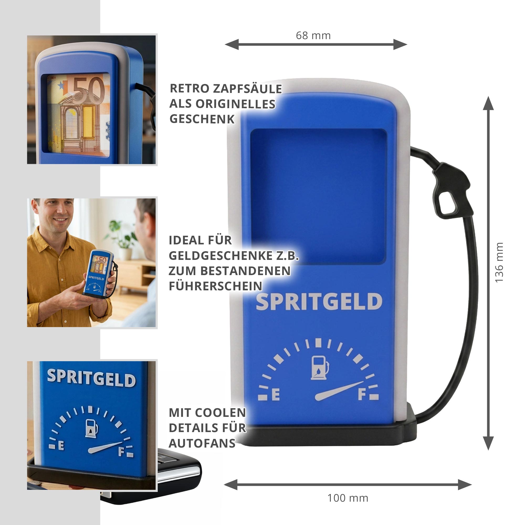Zapfsäule Blau - Spritgeld Geldgeschenk zum Führerschein