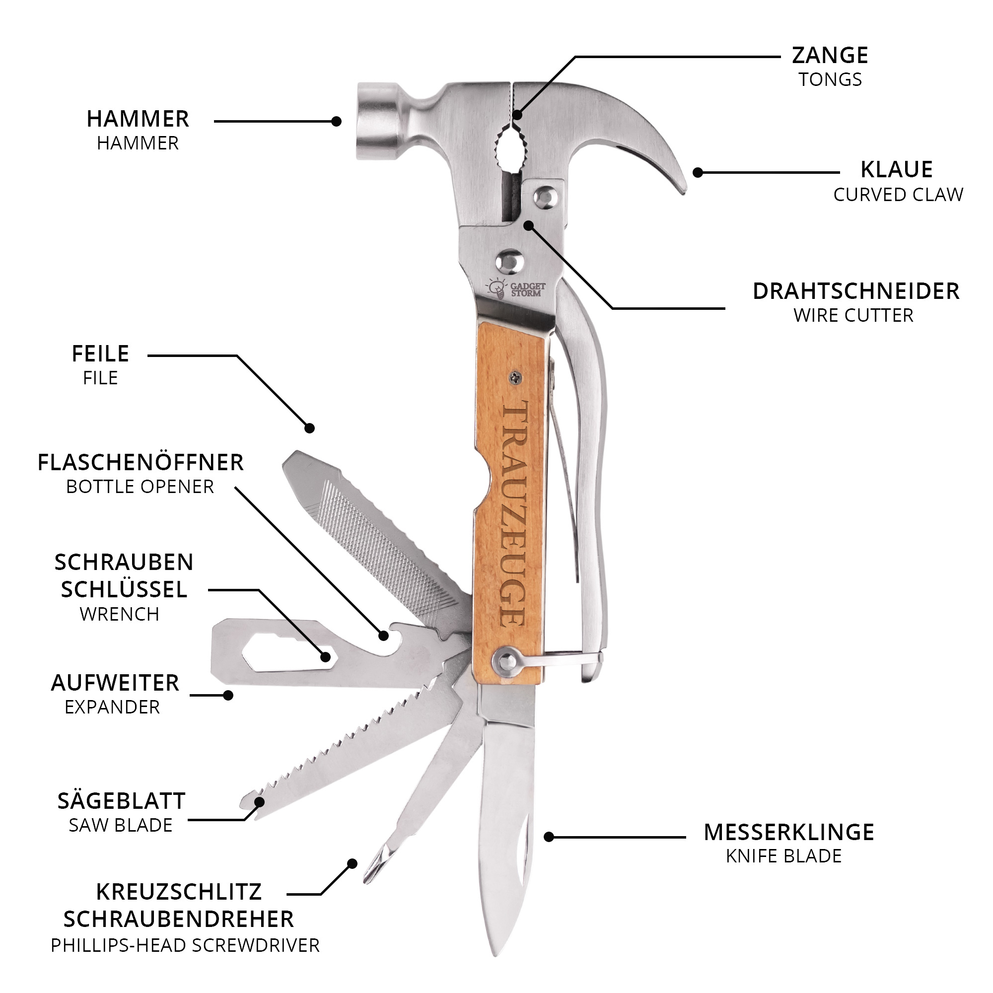 Multifunktionswerkzeug - 10in1 Multitool für den Trauzeugen