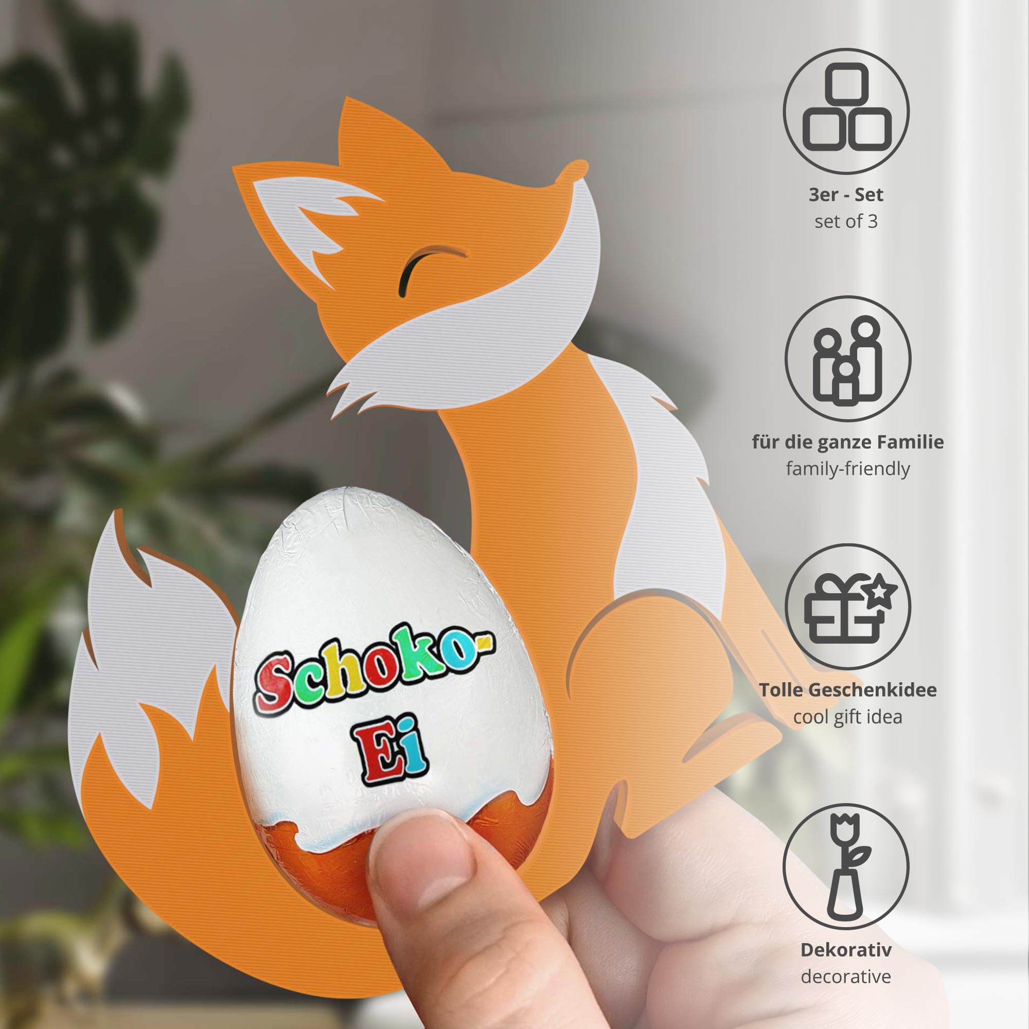 Waldtiere Ü-Ei Halter Bunt - 3er Set Waldtiere Ü-Ei Halter Bunt - 3er Set