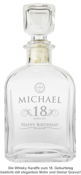 Whisky Karaffe 18. Geburtstag - elegant 1416 - 1