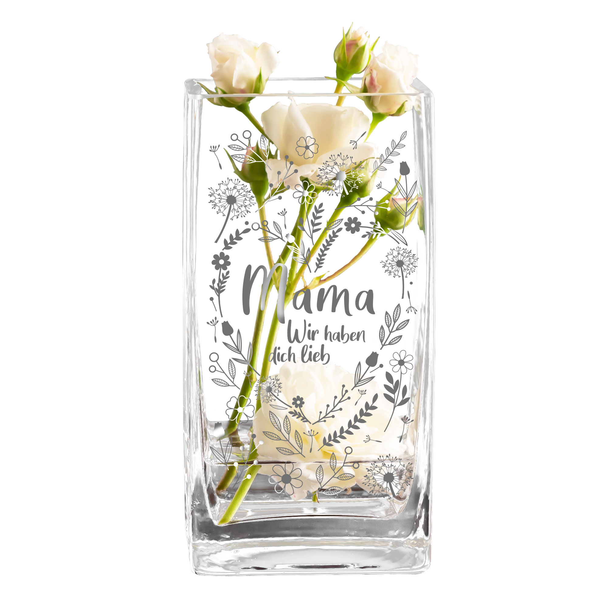 Eckige Vase - Blumenherz für Mama 0006-0019-111-AZ - 4