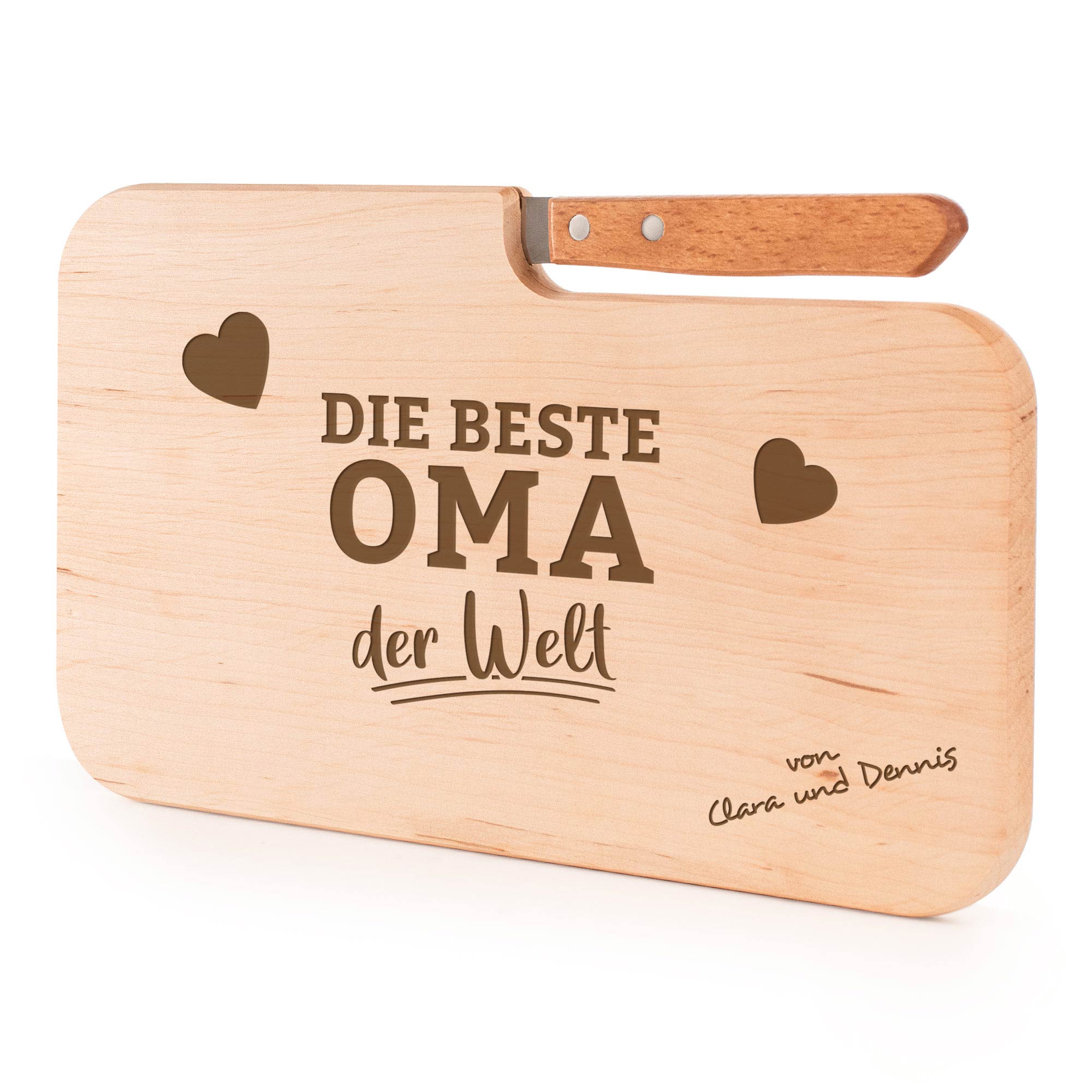 Frühstücksbrett mit Messer für Beste Oma - Name
