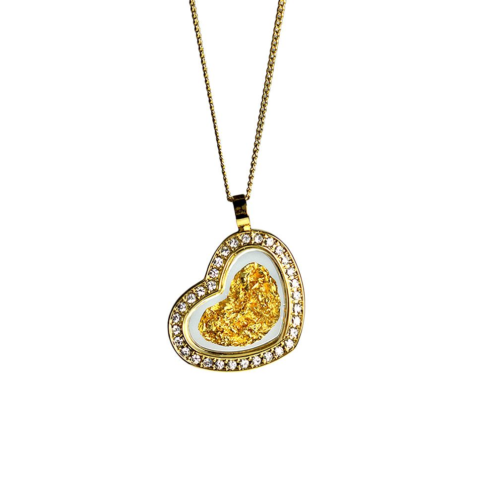 Herz Halskette mit 23 Karat Blattgold und Strass 2304 - 3