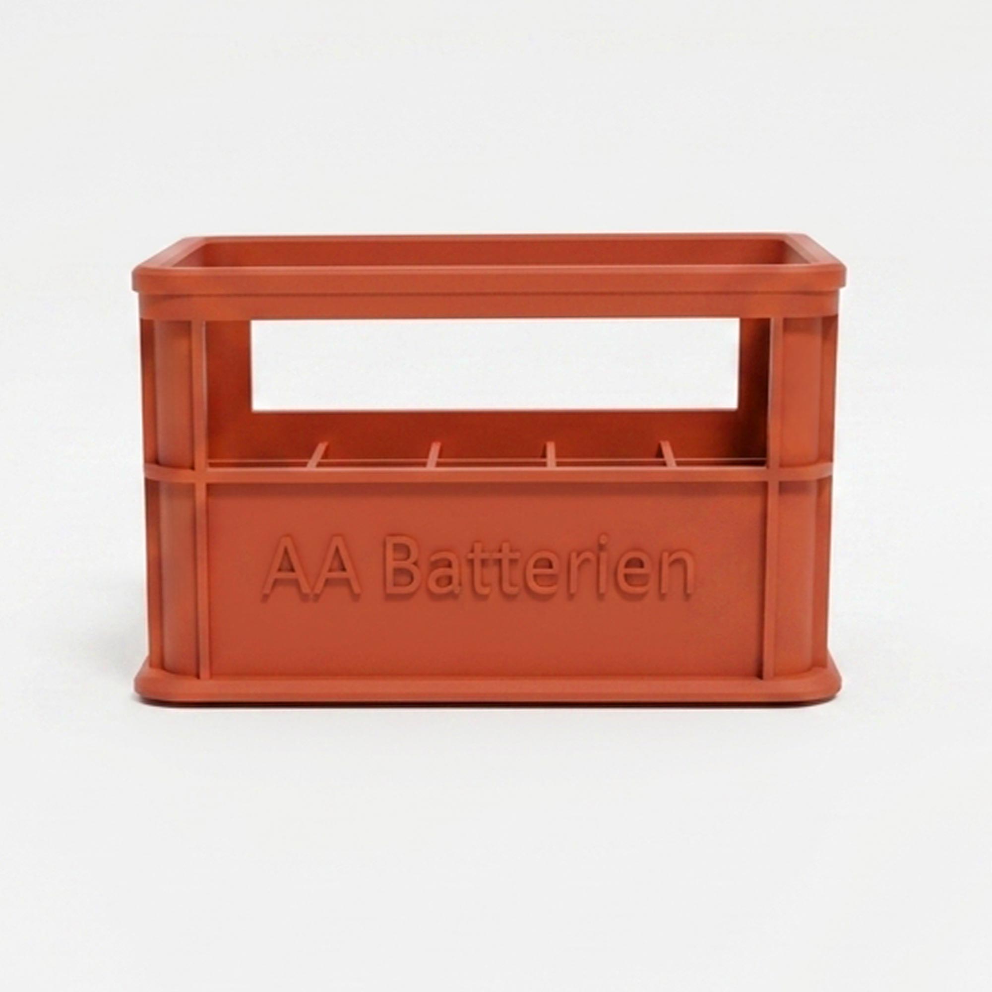 Stapelbare Aufbewahrungsbox für Batterien AA - 2er Set Bierkasten Rot