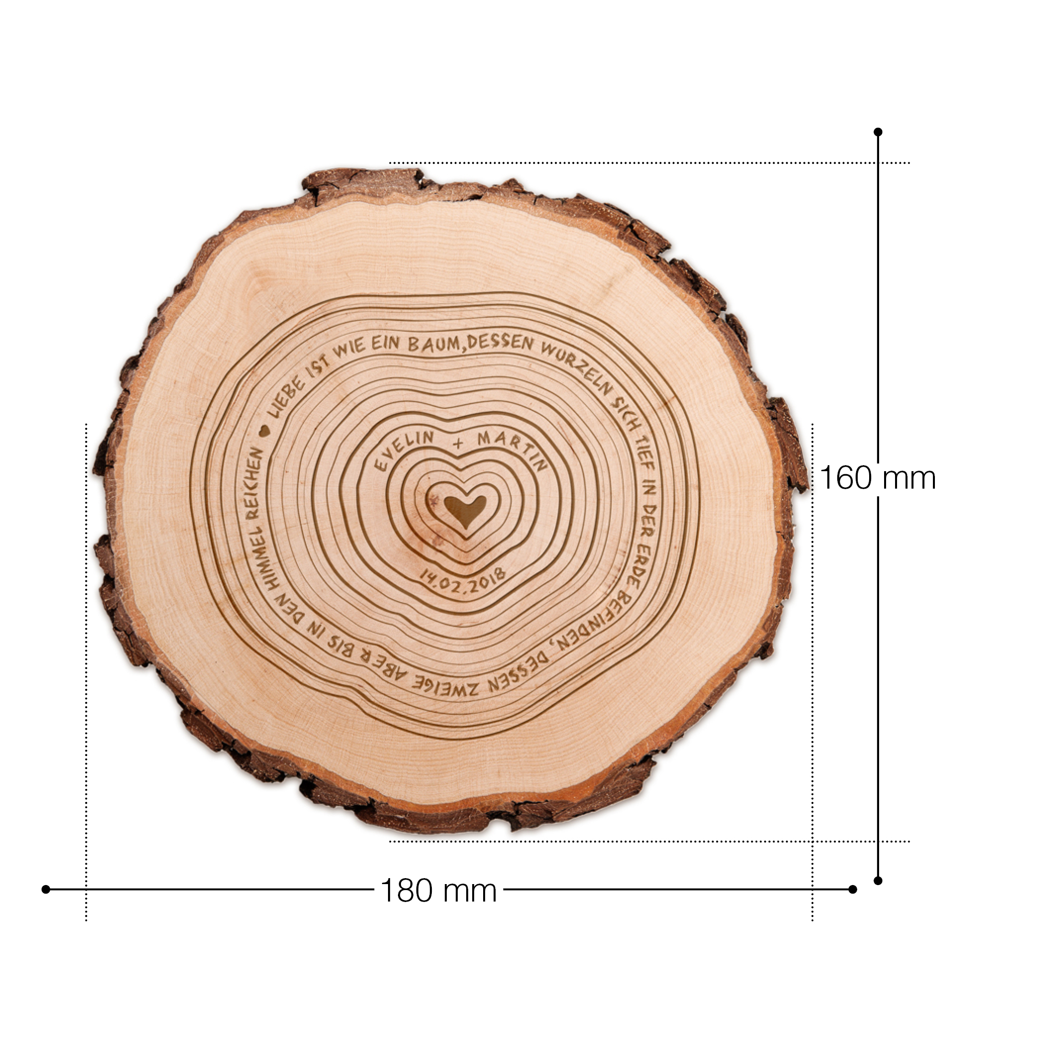 Baumscheibe mit Gravur - Jahresringe