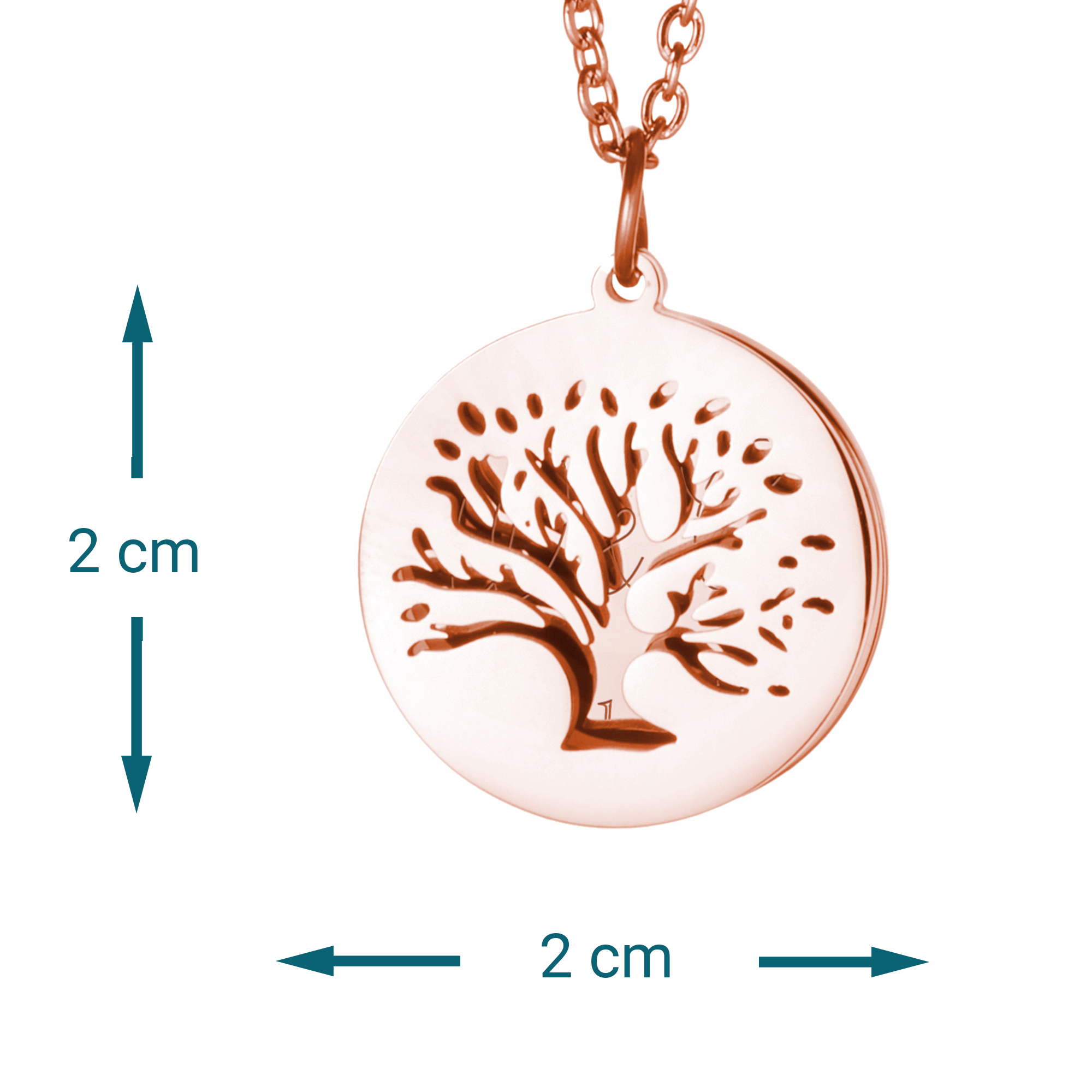 Kette mit graviertem Baum Anhänger Rosegold - Namen 3694 - 6