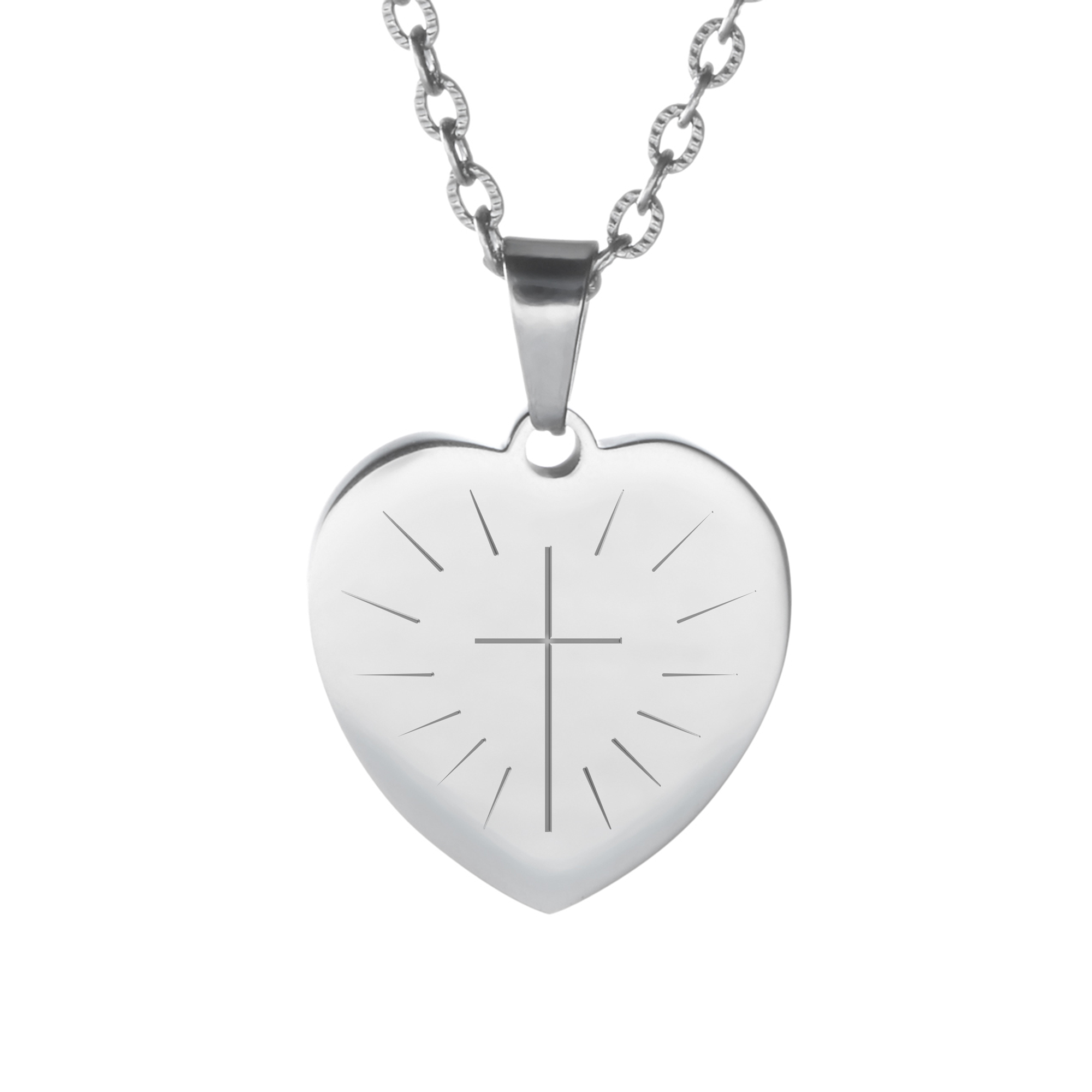 Herzanhänger Silber graviert mit Kette - Kommunion